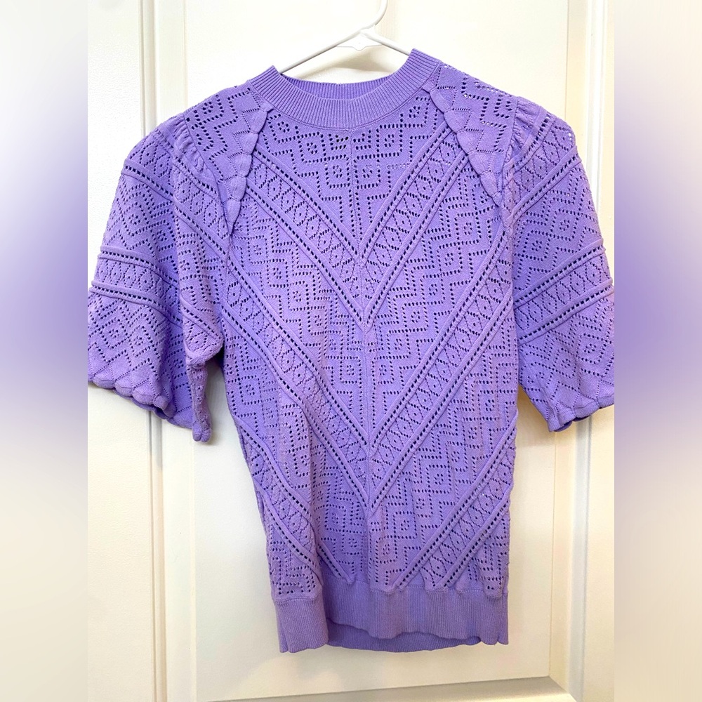 WHBM Lace Stitch Bell Sleeve Sweater